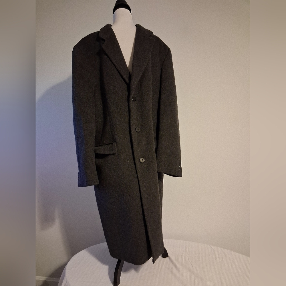 Men's Gray Wool Overcoat Size 44